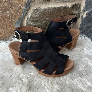 Dansko Demetra Caged Leather Heeled Sandals in Black Size 40